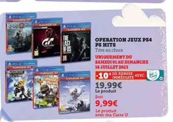Hyper U Operation jeux ps4 ps hits offre