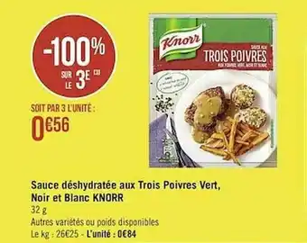Casino Supermarchés Sauce Déshydratée Aux Trois Poivres Vert, Noir Et Blanc Knorr offre