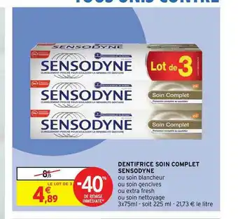 Intermarché Hyper Dentifrice Soin Complet Sensodyne offre