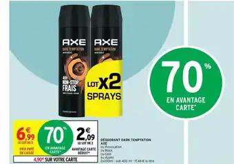 Intermarché Hyper Déodorant Dark Temptation Axe offre