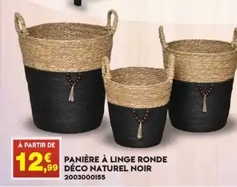 Maxi Bazar Paniére à Linge Ronde Déco Naturel Noir offre
