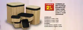 Maxi Bazar Corbeille Rectangle Bambou Et Tissu Nnoir offre