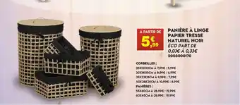 Maxi Bazar Panière à Linge Papier Tresse Naturel Noir offre
