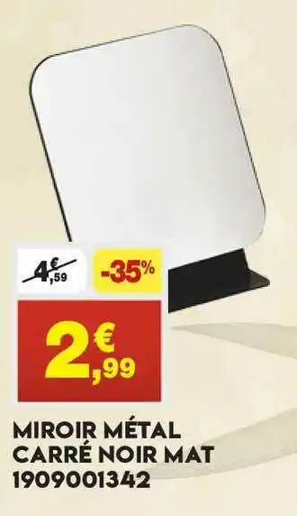 Maxi Bazar Miroir Métal Carré Noir Mat offre