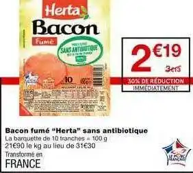 Bacon Fumé Herta Sans Antibiotique