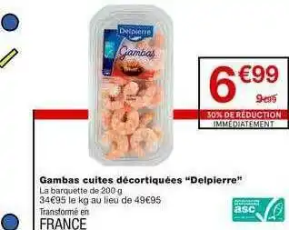 Monoprix Gambas Cuites Décortiquées Delpierre offre