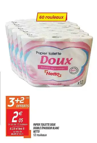 Netto Papier Toilette Doux Double épaisseur Blanc Netto offre