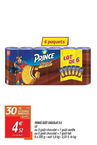 Netto Prince Goût Chocolat X6 Lu offre