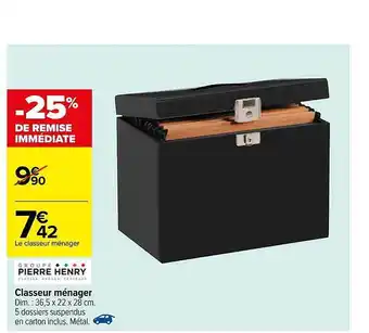 Carrefour Classeur ménager offre