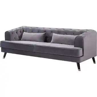 E.Leclerc Canapé fixe en velours gloria - 216 x 86 x 76 cm - 3 places - gris offre