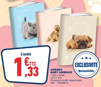 Bureau Vallée Agenda baby animaux offre