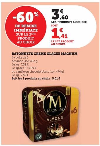 Super U Batonnets creme glacee magnum offre