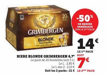 Super U Biere blonde grimbergen 6,7 offre