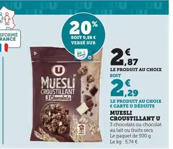Super U Muesli croustillant u offre