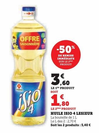 Super U Huile isio 4 lesieur offre