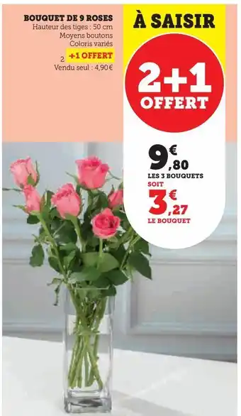 Super U Bouquet de 9 roses offre