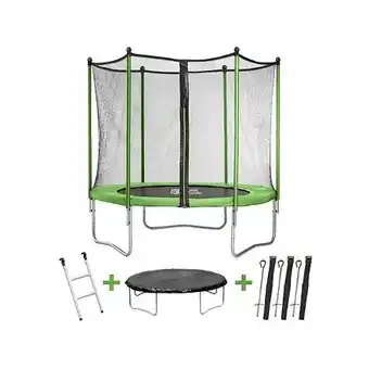Trampoline yoopi 2 - ø 2.44 m - avec filet + échelle + couverture + kit d'ancrage