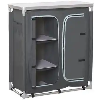 E.Leclerc Outsunny cuisine de camping - meuble camping - armoire de camping - plan de travail, nombreux rangements, sac transport inclu offre