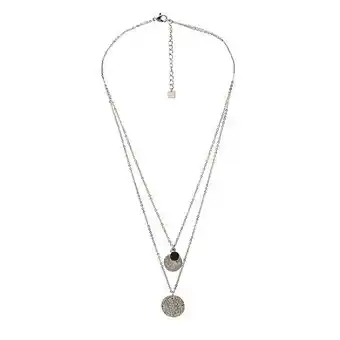 E.Leclerc Collier en acier argenté orné de cristaux swarovski avec pièce romaine et pierre crystal noir offre