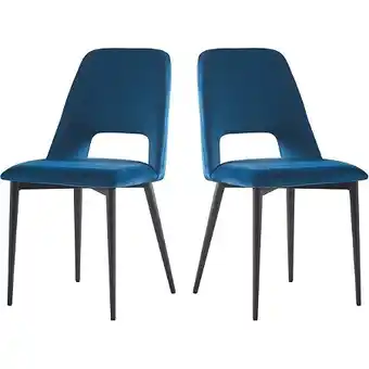 Lot de 2 chaises en velours fedora - bleu foncé
