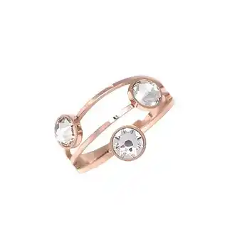 E.Leclerc Bague ajustable en acier cuivrée ornée de cristaux swarovski avec 3 pierres crystal offre