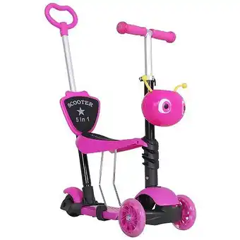 E.Leclerc Trottinette pour enfants trottinette 3 roues évolutive 3 en 1 hauteur guidon réglable canne telescopique selle dossier amovib offre
