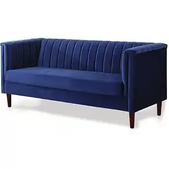 E.Leclerc Canapé fixe en velours ellison - 196 x 76 x 82 cm - 3 places - bleu foncé offre
