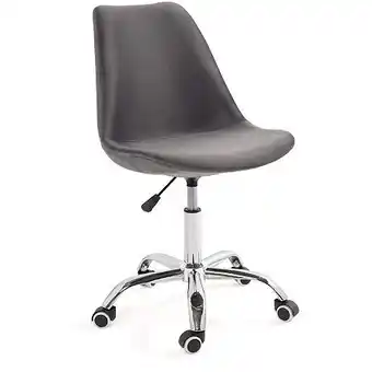 Chaise de bureau à roulettes réglable design leo (velours-gris)