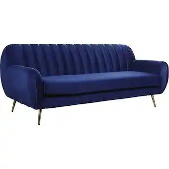 E.Leclerc Canapé fixe en velours evans - 195 x 84 x 82 cm - 3 places - bleu foncé offre