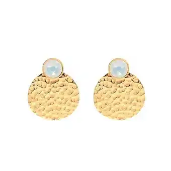 Boucles d'oreilles en acier dorées ornées de cristaux swarovski avec pierres crystal ivoire