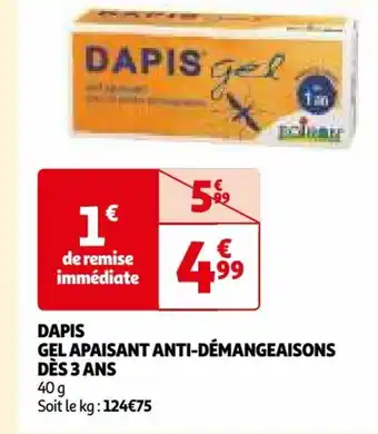 Auchan DAPIS GEL APAISANT ANTI-DÉMANGEAISONS DÈS 3 ANS offre