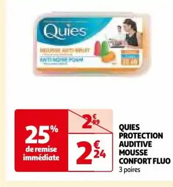 QUIES PROTECTION AUDITIVE MOUSSE CONFORT FLUO 3 paires