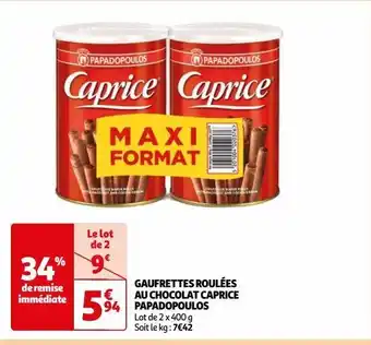 Gaufrettes roulées au chocolat caprice papadopoulos