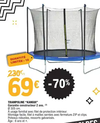 E.Leclerc TRAMPOLINE "KANGUI" Garantie constructeur 2 ans. (³) Ø 305 cm. offre