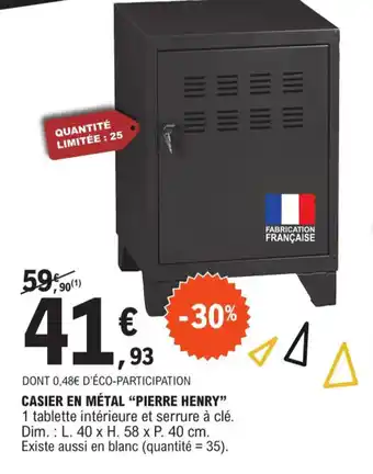E.Leclerc DONT 0,48€ D'ÉCO-PARTICIPATION CASIER EN MÉTAL "PIERRE HENRY" offre