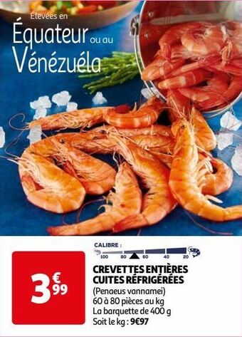 Auchan Crevettes entières cuites réfrigérées offre