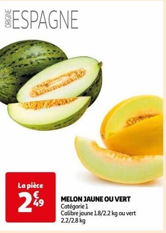 Auchan Melon jaune ou vert offre