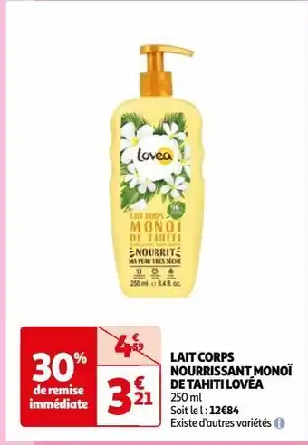 Auchan Lait corps nourrissant monoï de tahiti lovéa offre