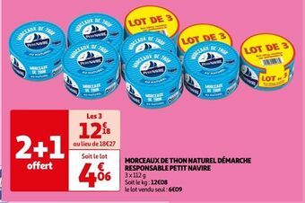 Auchan Morceaux de thon naturel démarche responsable petit navire offre
