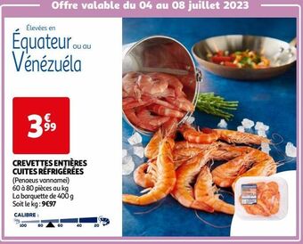 Auchan Supermarché Crevettes entières cuites réfrigérées offre