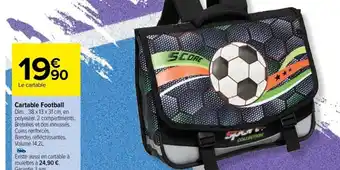 Carrefour Drive Cartable Football Dim.: 38 x 13 x 31 cm, en polyester. 2 compartiments. Bretelles et dos moussés. offre