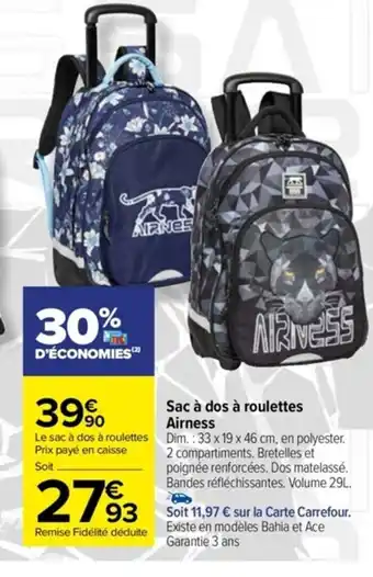 Sac à dos à roulettes Airness