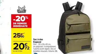 Carrefour Drive Sac à dos Kaporal offre