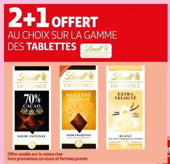 Lindt 2+1 offert au choix sur la gamme des tablettes lindt