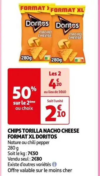 Auchan Doritos chips torilla nacho cheese format xl offre