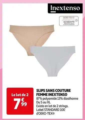 Auchan Inextenso slips sans couture femme offre