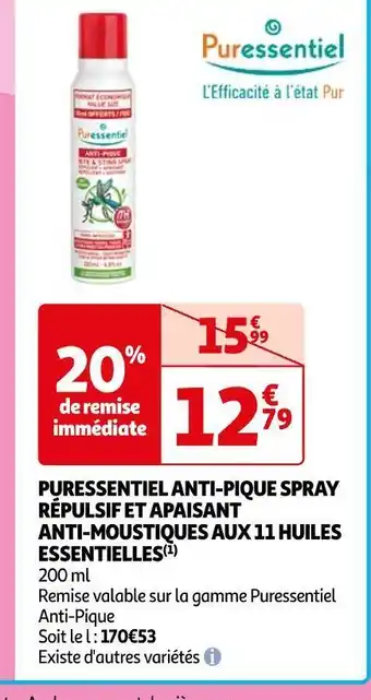 Puressentiel anti-pique spray répulsif et apaisant anti-moustiques aux 11 huiles essentielles