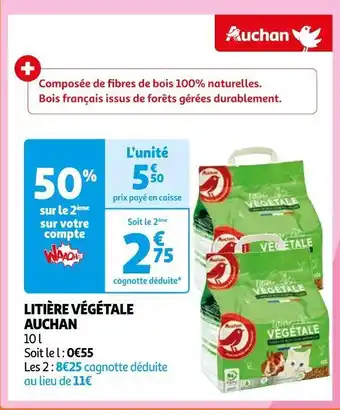 Auchan Auchan litière végétale offre