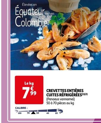 Auchan Supermarché Crevettes entières cuites réfrigérées offre