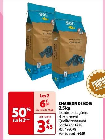 Auchan Charbon de bois 2,5 kg offre